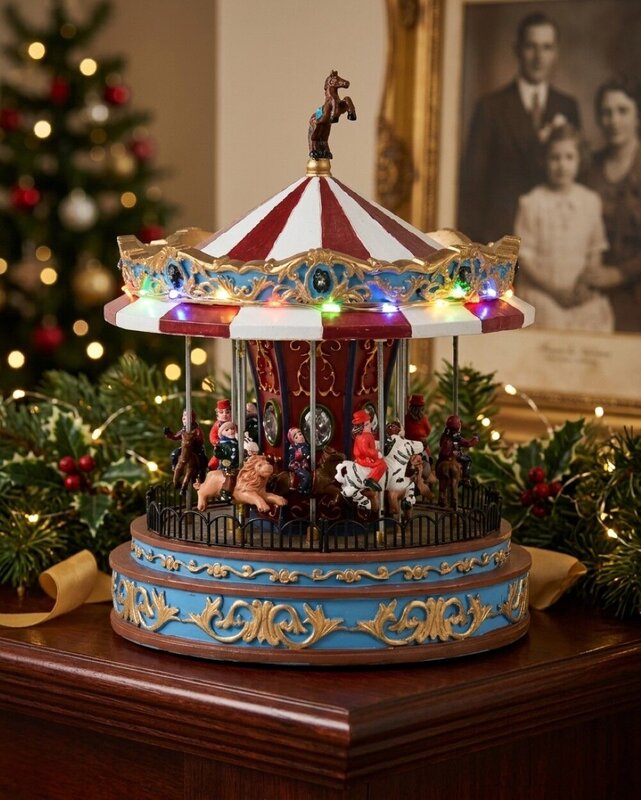 Animated Musical Christmas Carousel With Multi Colour LED Illumination | 25cm — image 2