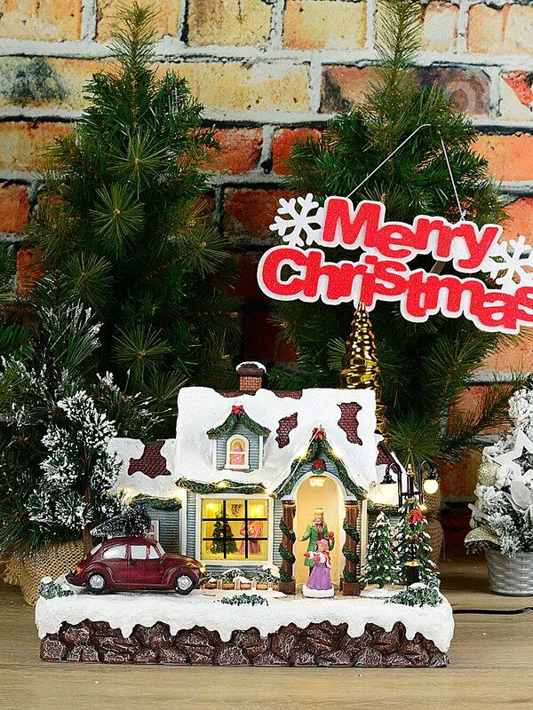 Animated Musical Home For Christmas With LED Car & Street Lamp | 30cm — image 5