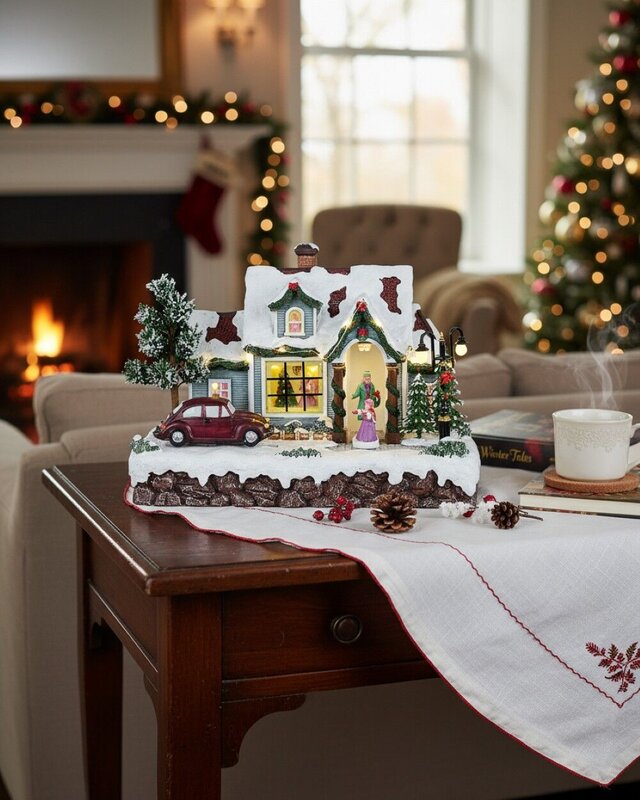 Animated Musical Home For Christmas With LED Car & Street Lamp | 30cm — image 4