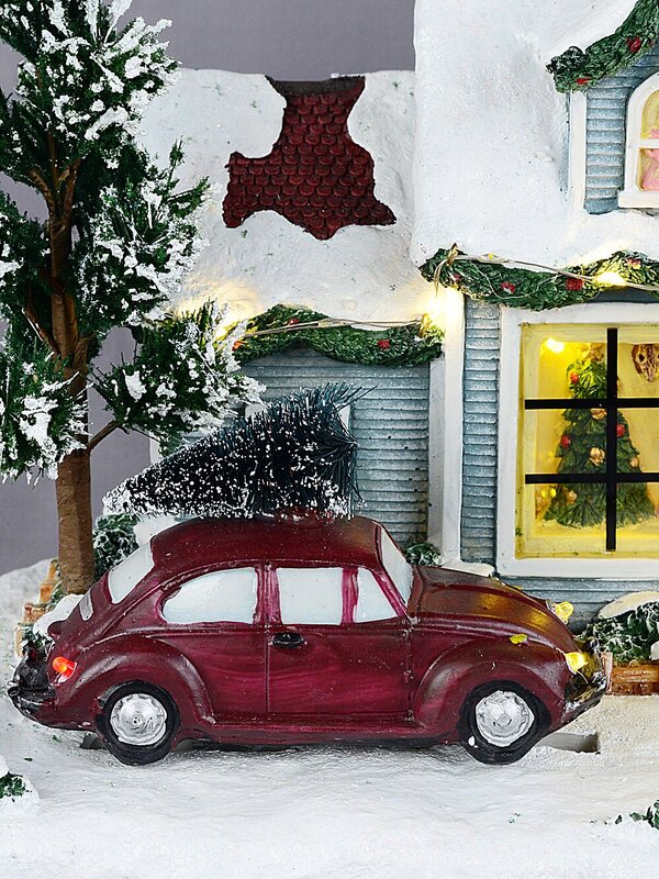 Animated Musical Home For Christmas With LED Car & Street Lamp | 30cm — image 7