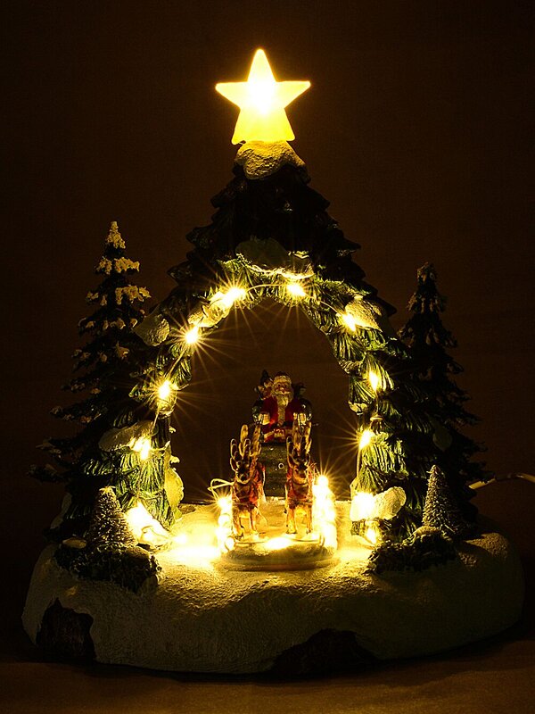 Animated Musical Santa, Sleigh & Reindeer Under LED Arch | 24cm — image 5