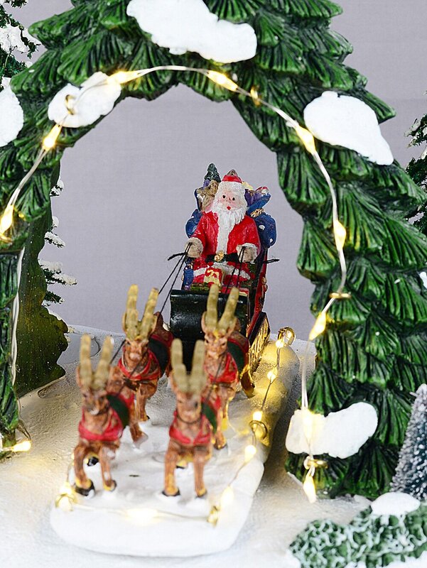 Animated Musical Santa, Sleigh & Reindeer Under LED Arch | 24cm — image 4