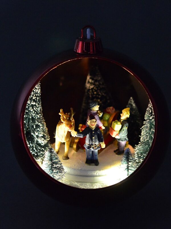 Animated & Musical Silver Rotating Ball - 13cm