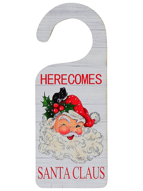 Assorted Rustic Wooden Santa Stop Here Door Hanger | 23cm — image 5