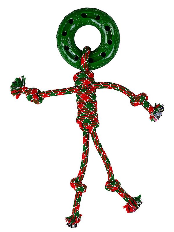 Assorted Red Or Green Ring Head Rope Figure Dog Christmas Tug Toy | 38cm — image 2