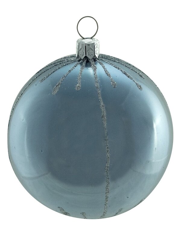 Assorted Blue With Silver Glittered Patterns Baubles - 6 x 80mm — image 5