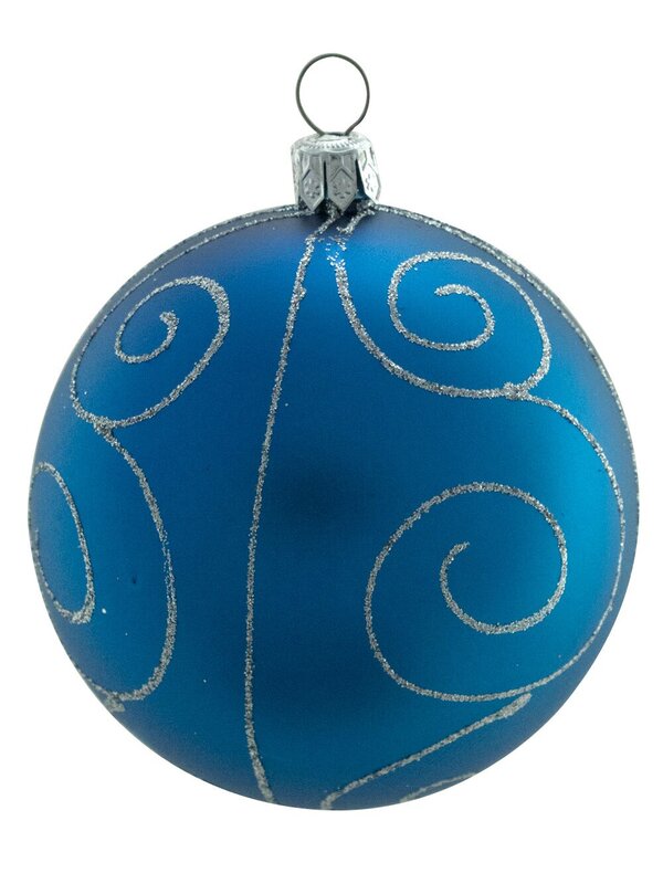 Assorted Blue With Silver Glittered Patterns Baubles - 6 x 80mm — image 7