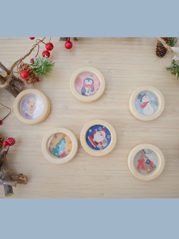 Assorted Christmas Design Wooden Handheld Balance Ball Game — image 2