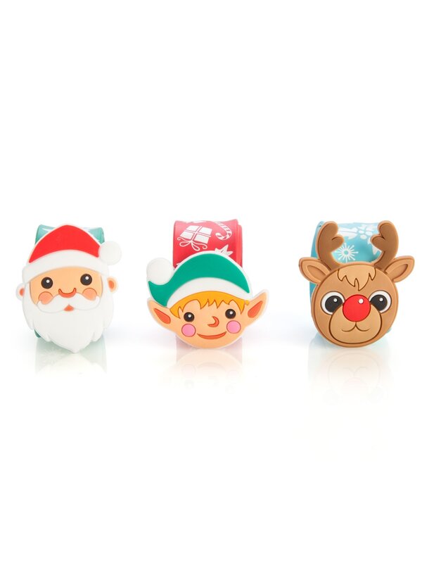 Assorted Christmas Snap Wristbands | Santa Elf Or Reindeer Slap Bands — image 2