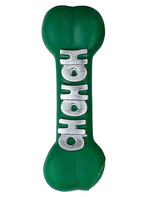 Assorted Red Or Green Squeaky Vinyl Dog Bone Toy | 23cm Ho Ho Ho Design