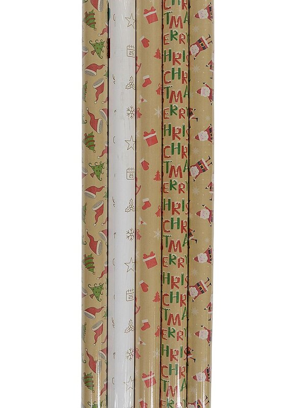 Assorted Santa & Christmas Motto Kraft Paper Gift Wrap | 3m x 70cm — image 2
