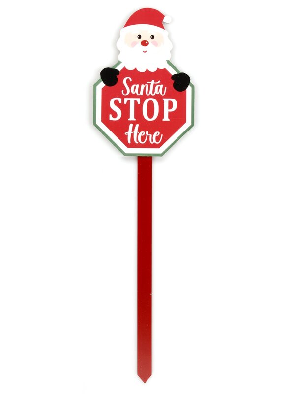 Assorted Santa Reindeer Or Elf Stop Here Garden Stake | 56cm — image 2