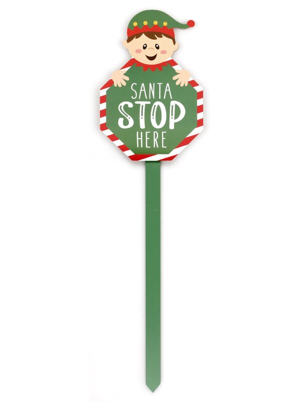 Assorted Santa Reindeer Or Elf Stop Here Garden Stake | 56cm — image 3