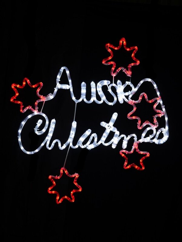 Aussie Christmas With Stars Red & White LED Rope Light Silhouette - 73cm — image 2