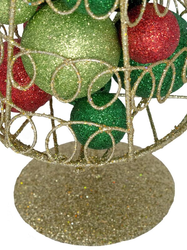 Bauble Filled Gold Glitter Wire Cone Table Top Tree - 45cm — image 5