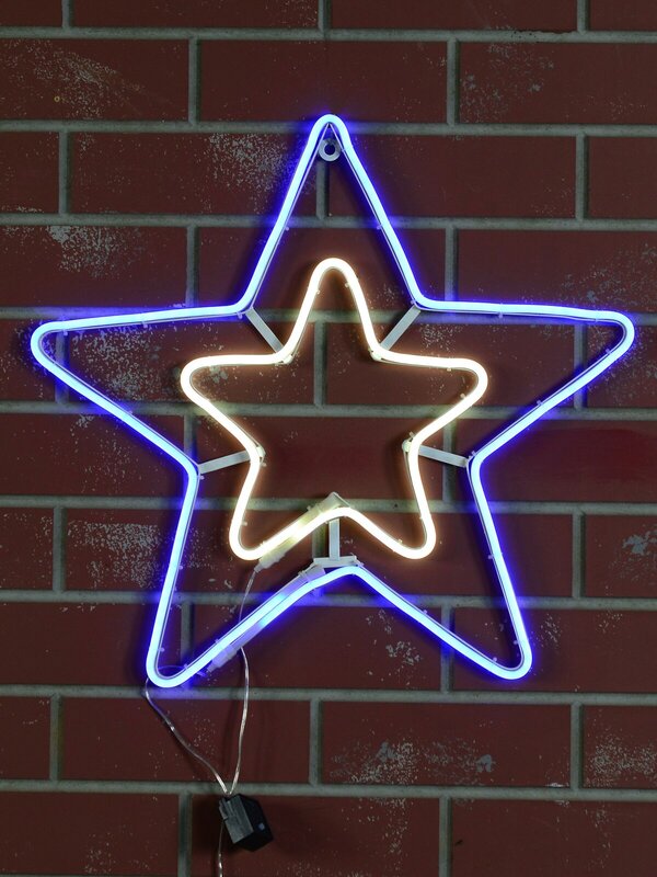 Blue & Cool White Christmas Stars Neon Christmas Light Silhouette - 63cm — image 2