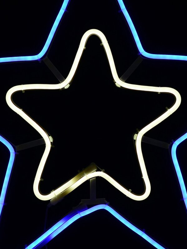 Blue & Cool White Christmas Stars Neon Christmas Light Silhouette - 63cm — image 4