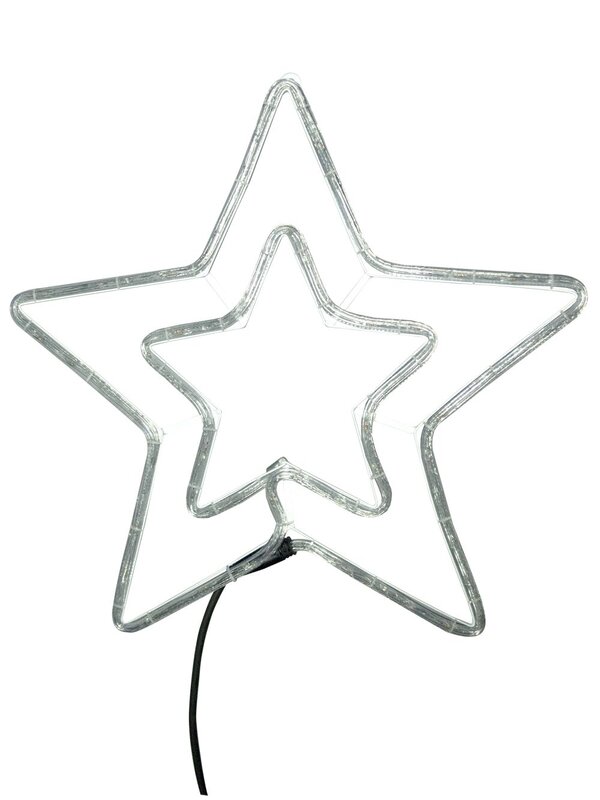 Blue & Cool White LED Double Star Rope Light Silhouette - 52cm — image 6