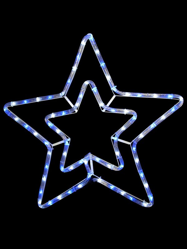 Blue & Cool White LED Double Star Rope Light Silhouette - 52cm — image 3