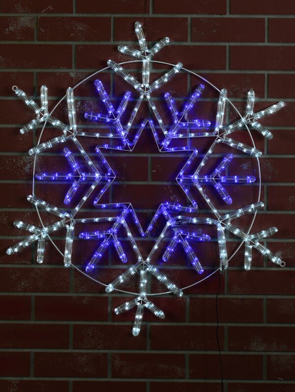 Blue & Cool White LED Radiating Snowflake Rope Light Silhouette - 1m — image 2