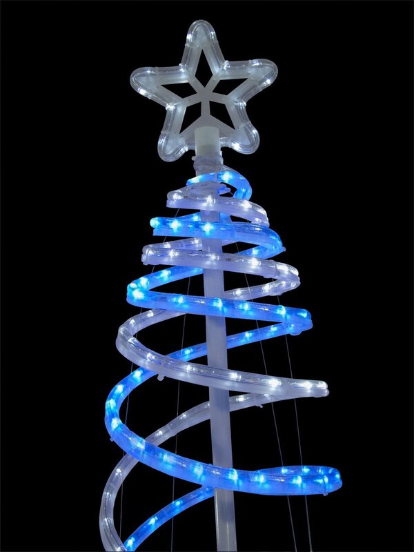 Blue & Cool White LED Rope Light 3D Spiral Outdoor Christmas Tree - 1.8m — image 3