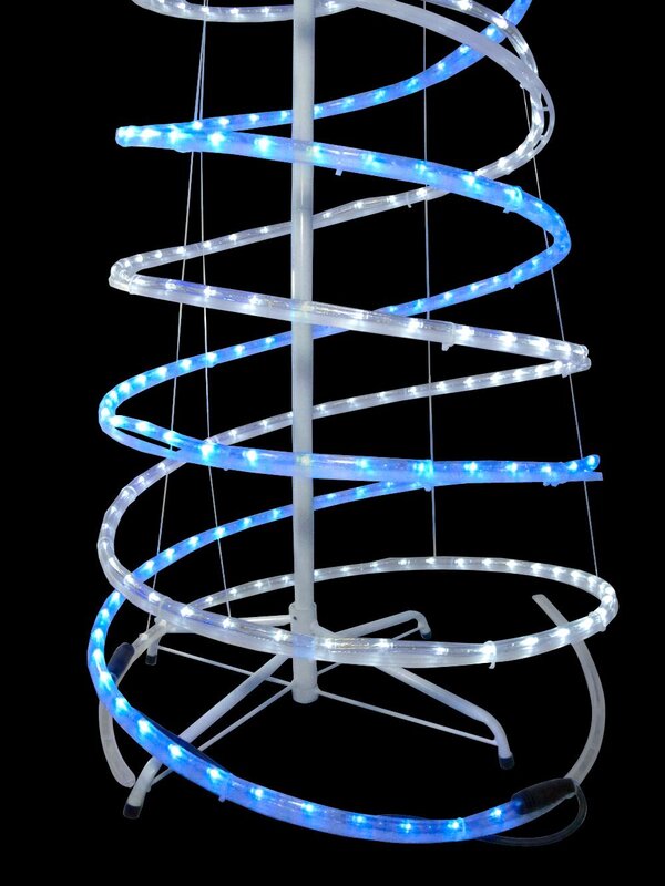 Blue & Cool White LED Rope Light 3D Spiral Outdoor Christmas Tree - 1.8m — image 4