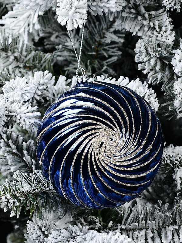 Blue Dynamic Signature Shiny Textured Whirlpool Glitter Bauble | 12cm — image 2