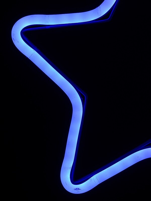Blue Flat Neon Flex Star Shape Rope Light Display - 26cm
