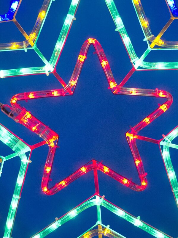 Blue, Orange, Green & Red Quadruple Star Rope LED Light Silhouette - 1.1m — image 6