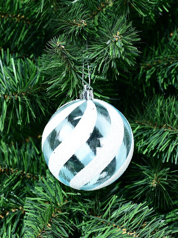 Blue & White Whimsical Glitter Candy Swirl Bauble | 80mm — image 2