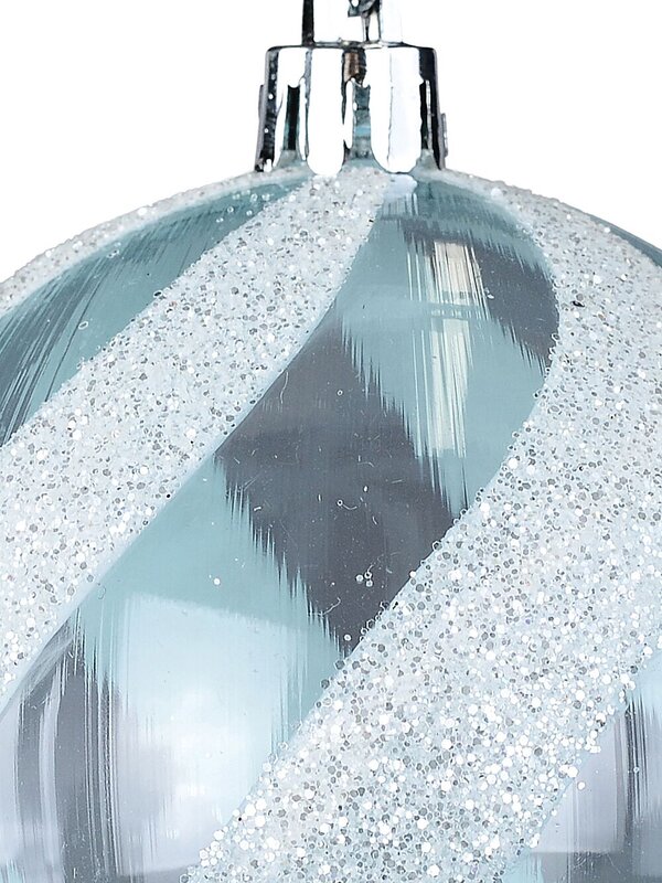 Blue & White Whimsical Glitter Candy Swirl Bauble | 80mm — image 3