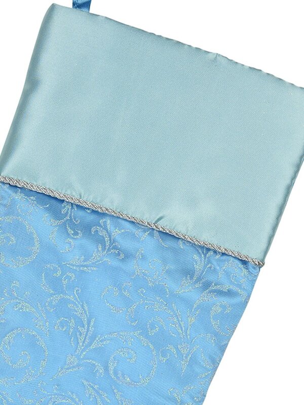 Blue With Light Blue Pattern Satin Christmas Stocking - 52cm — image 2
