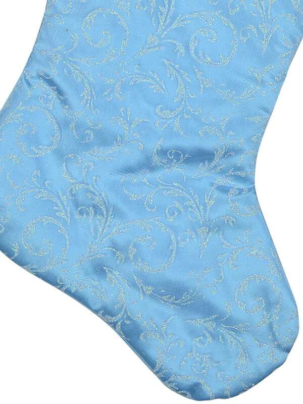 Blue With Light Blue Pattern Satin Christmas Stocking - 52cm — image 4