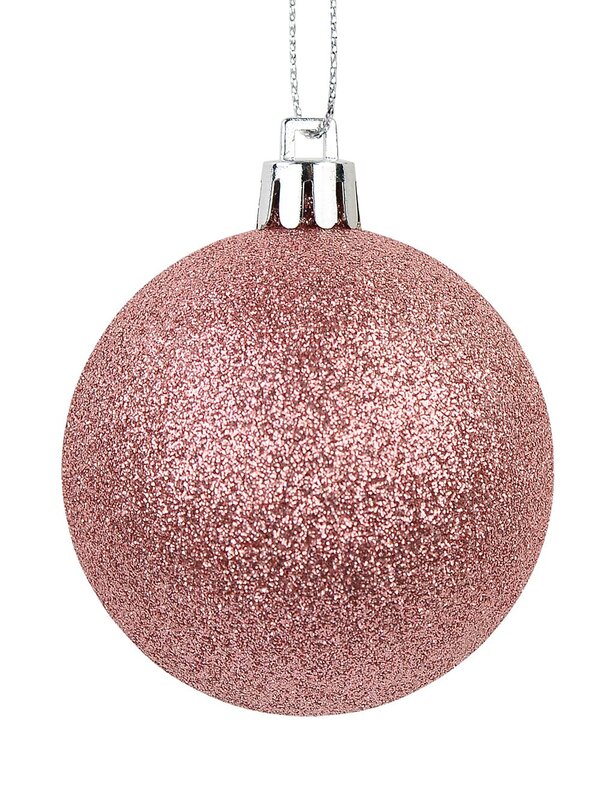 Blush Pink & Champagne Gloss, Matte & Glitter Baubles - 12 x 60mm  — image 5