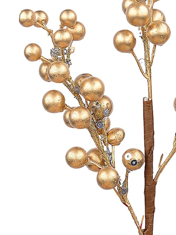 Bronze Berry With Glitter & Sequins Decorative Christmas Spray Pick - 33cm — image 2