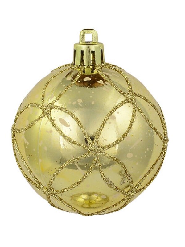 Brown, Gold & Ivory Speckled With Glitter Detail Baubles - 6 x 60mm — image 5