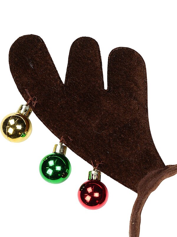 Brown Reindeer Antlers Headband With Sequins & Baubles | One Size Fits Most — image 3