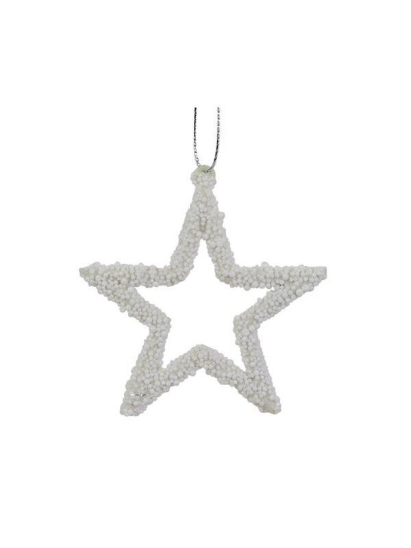 Bubble Trim Detail White Star Christmas Tree Hanging Decorations - 6 x 70mm — image 2