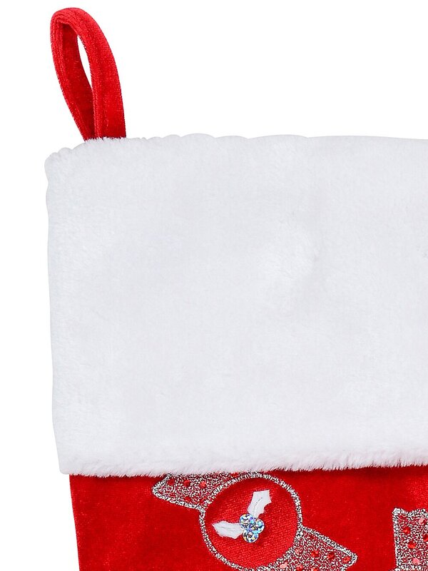 Candy Canes & Lollies Red Velvet With White Cuff Christmas Stocking - 48cm — image 2