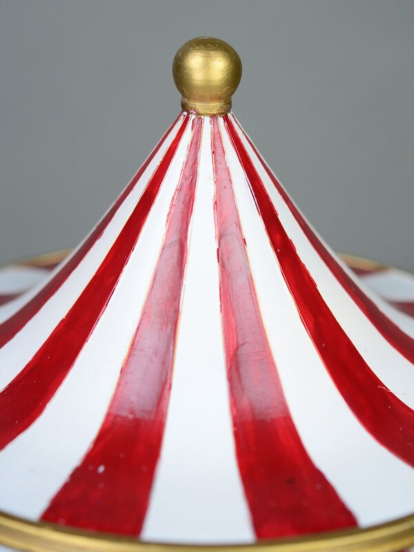 Carnival Themed Red & White Topped Merry-Go-Round - 26cm