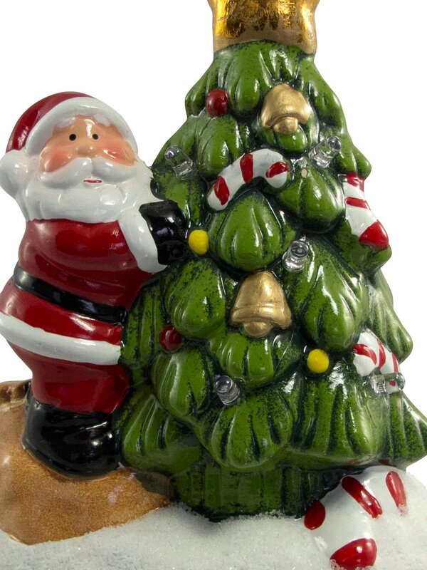 Ceramic Santa With LED Lit Christmas Tree - 16cm — image 3