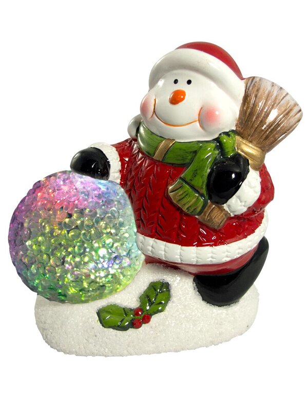 Ceramic Snowman With LED Acrylic Snowball - 12cm — image 4