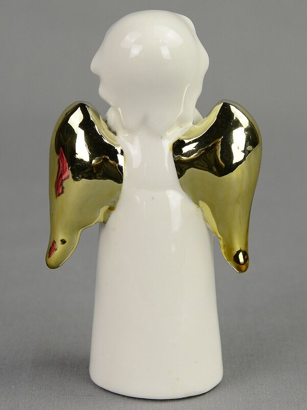 Ceramic White Angel With Gold Wings Holding Gold Star - 10cm — image 4