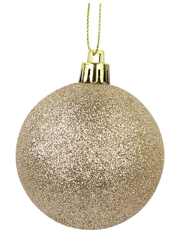Champagne Glitter & Pearl With Champagne Glitter Swirl Baubles - 9 x 60mm