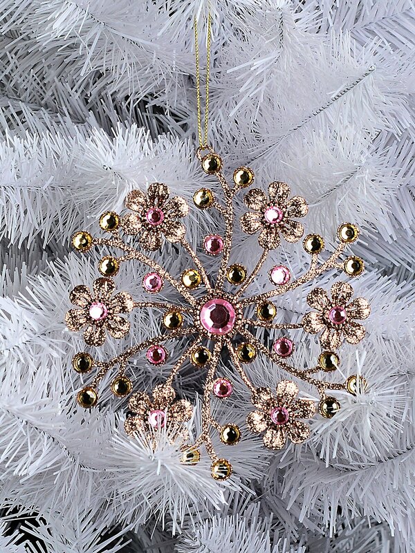 Champagne Glittered Jewelled Floral Bouquet Essential Ornament | 15cm — image 2