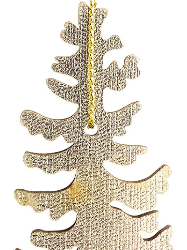Champagne Natural Wood 2D Fir Christmas Tree Hanging Decoration - 12cm — image 2
