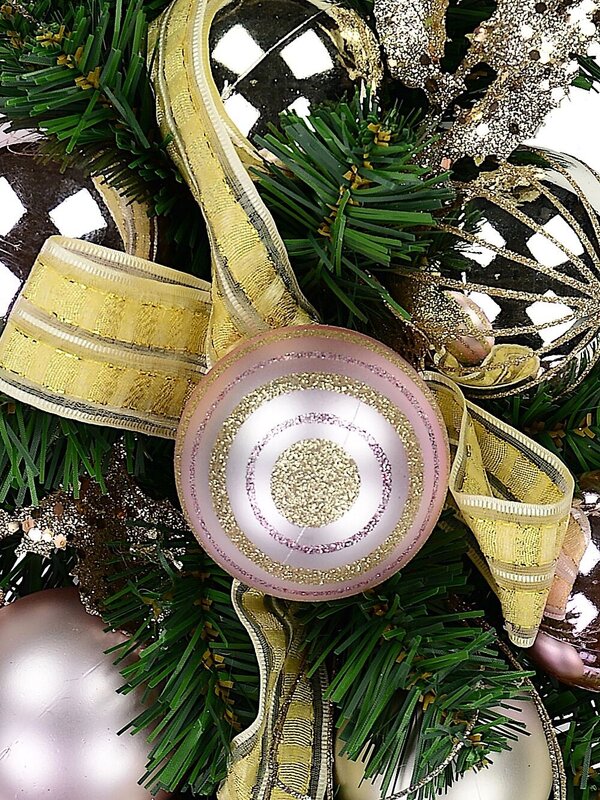Champagne & Pink Centrepiece With Ribbon - 62cm