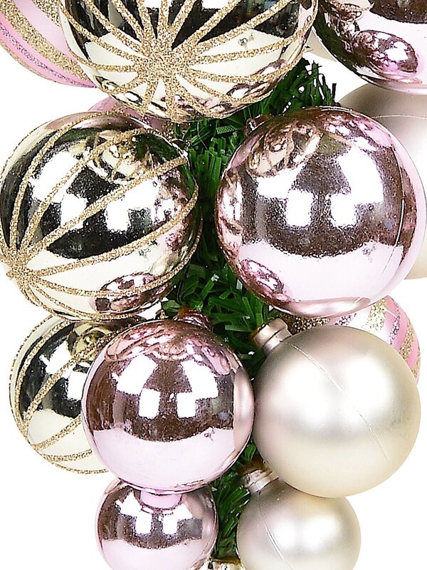 Champagne & Pink Grape Clustered Baubles Hanging Decoration - 22cm