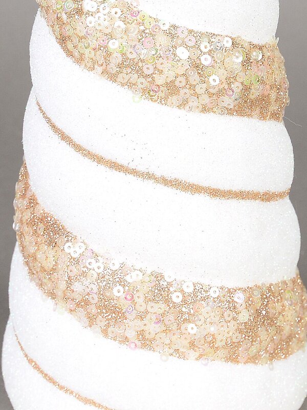 Champagne & White With Glitter & Sequins Conical Shape Table Top Tree - 43cm — image 3