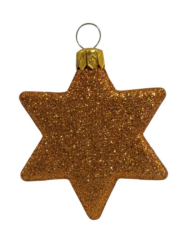 Chocolate, Bronze & Gold Glittered Star Decorations - 8 x 65mm 